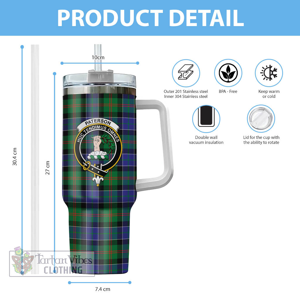 Tartan Vibes Clothing Paterson Tartan and Family Crest Tumbler with Handle