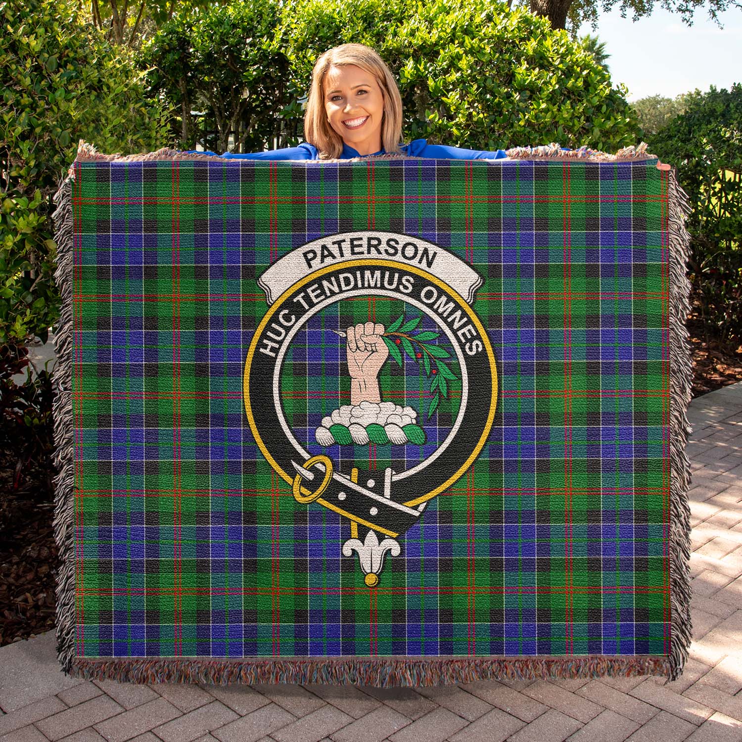 Tartan Vibes Clothing Paterson Tartan Woven Blanket with Family Crest