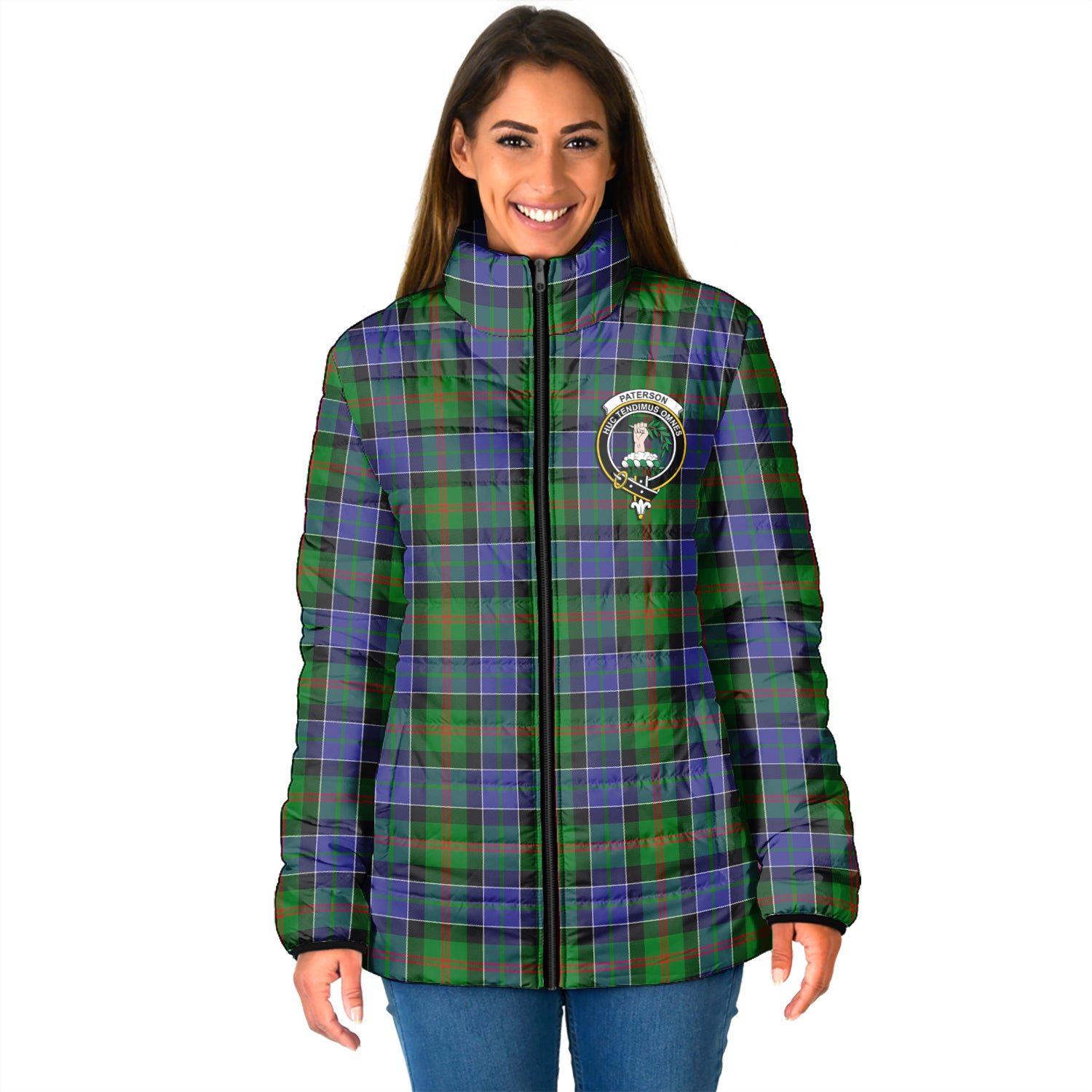 Paterson Tartan Padded Jacket with Family Crest - Tartan Vibes Clothing