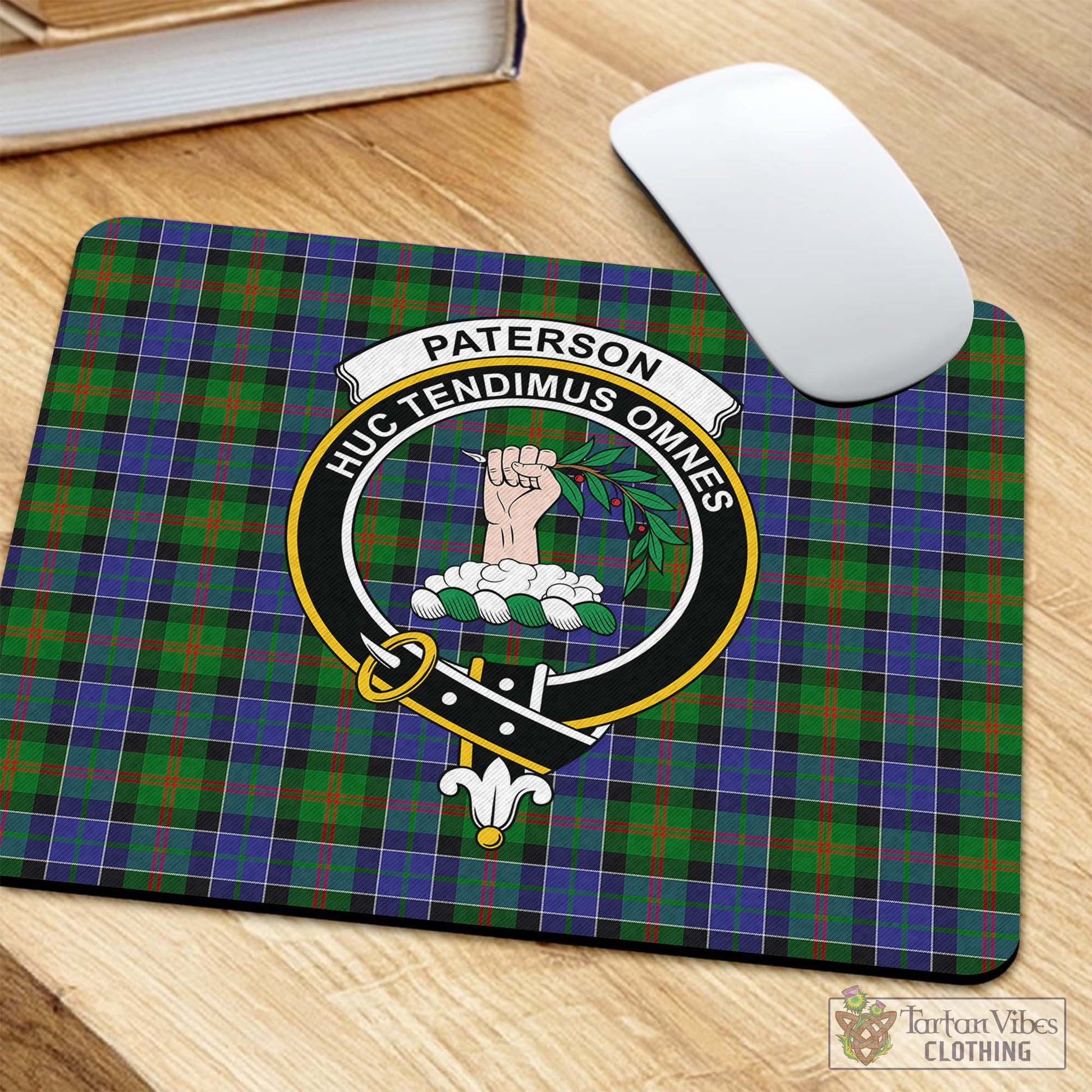 Tartan Vibes Clothing Paterson Tartan Mouse Pad with Family Crest
