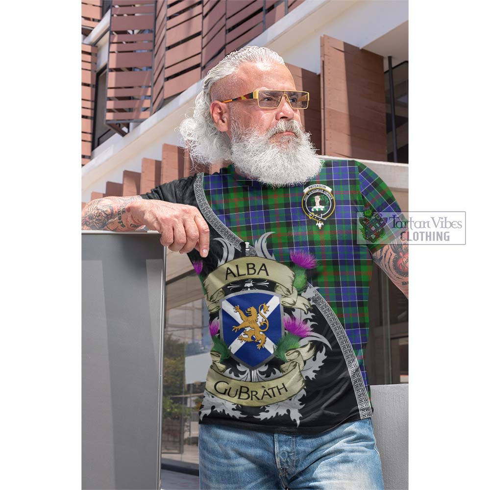 Tartan Vibes Clothing Paterson Tartan Family Crest Cotton T-shirt Lion Rampant Royal Thistle Shield Celtic Inspired