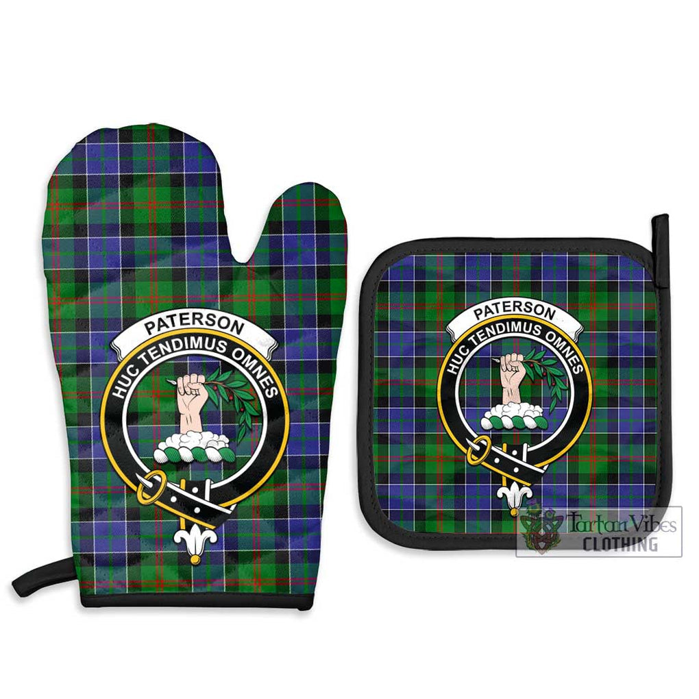 Paterson Tartan Combo Oven Mitt & Pot-Holder with Family Crest Combo 1 Oven Mitt & 2 Pot-Holder Black - Tartan Vibes Clothing