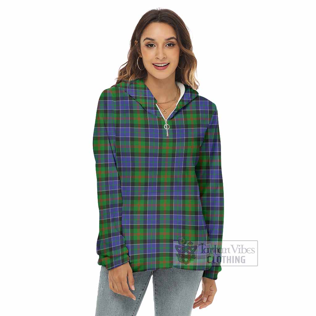 Tartan Vibes Clothing Paterson Tartan Women's Borg  Half Zip Fleece Hoodie