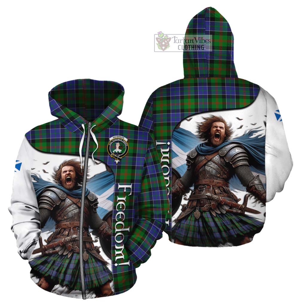 Tartan Vibes Clothing Paterson Crest Tartan Cotton Hoodie Inspired by the Freedom of Scottish Warrior