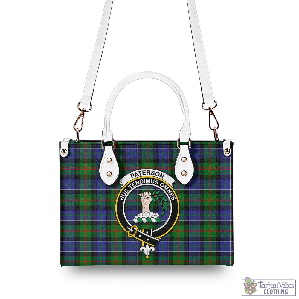 Tartan Vibes Clothing Paterson Tartan Luxury Leather Handbags with Family Crest