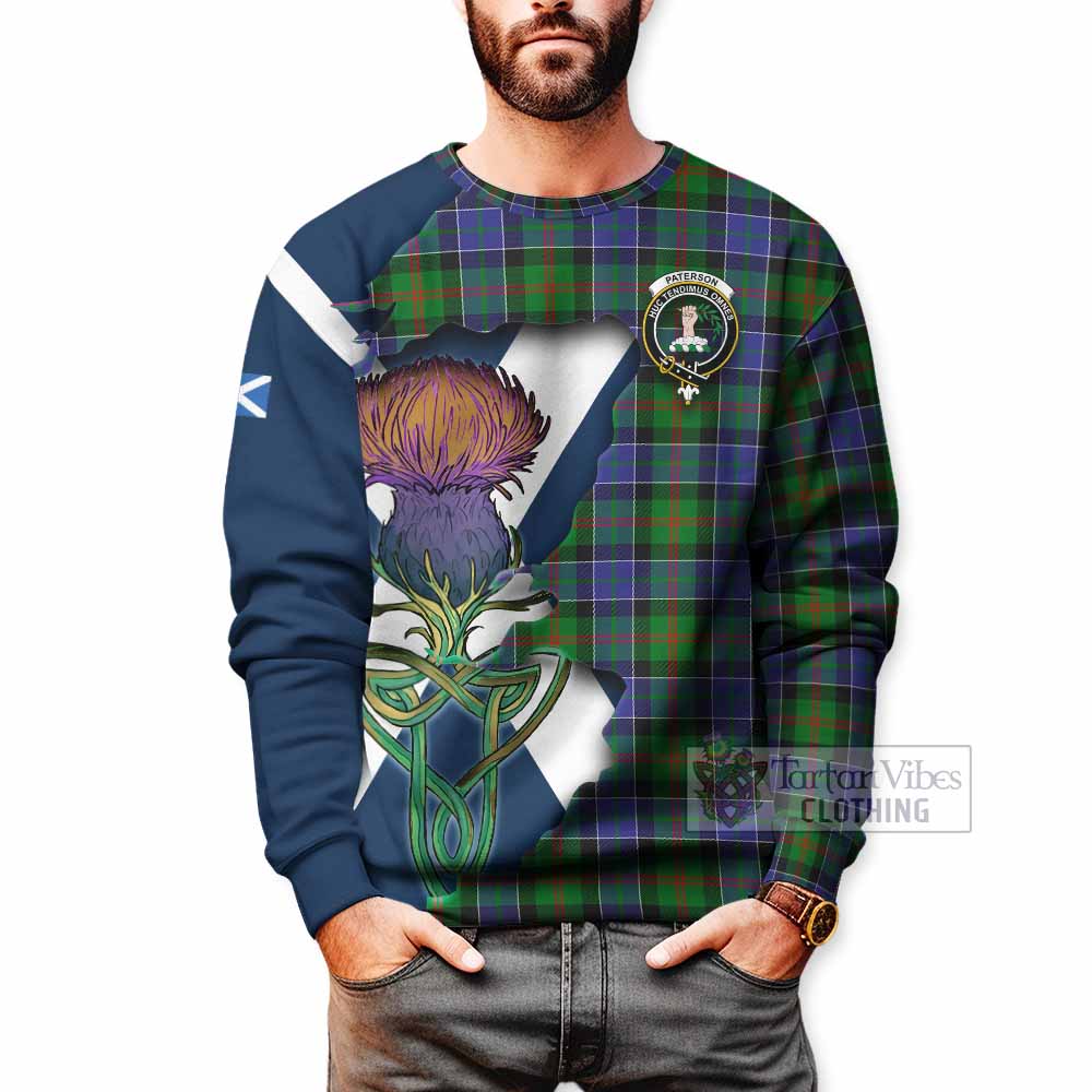 Tartan Vibes Clothing Paterson Tartan Family Crest Sweatshirt Scottish Thistle Celtic Inspired
