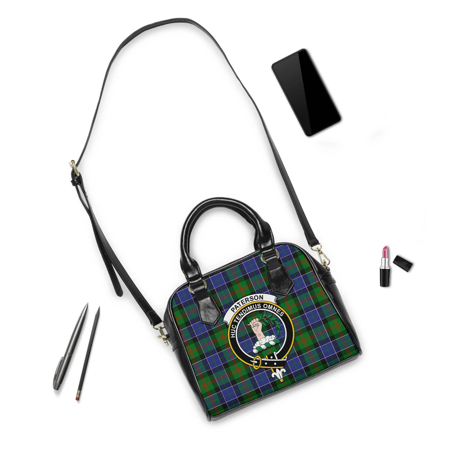 Paterson Tartan Shoulder Handbags with Family Crest - Tartanvibesclothing