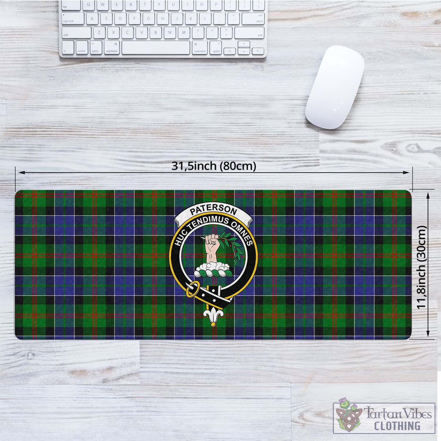 Tartan Vibes Clothing Paterson Tartan Mouse Pad with Family Crest