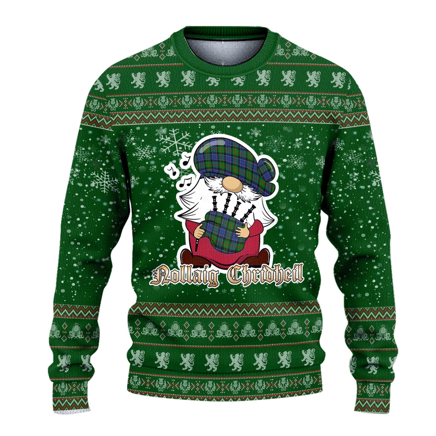 Paterson Clan Christmas Family Knitted Sweater with Funny Gnome Playing Bagpipes - Tartanvibesclothing