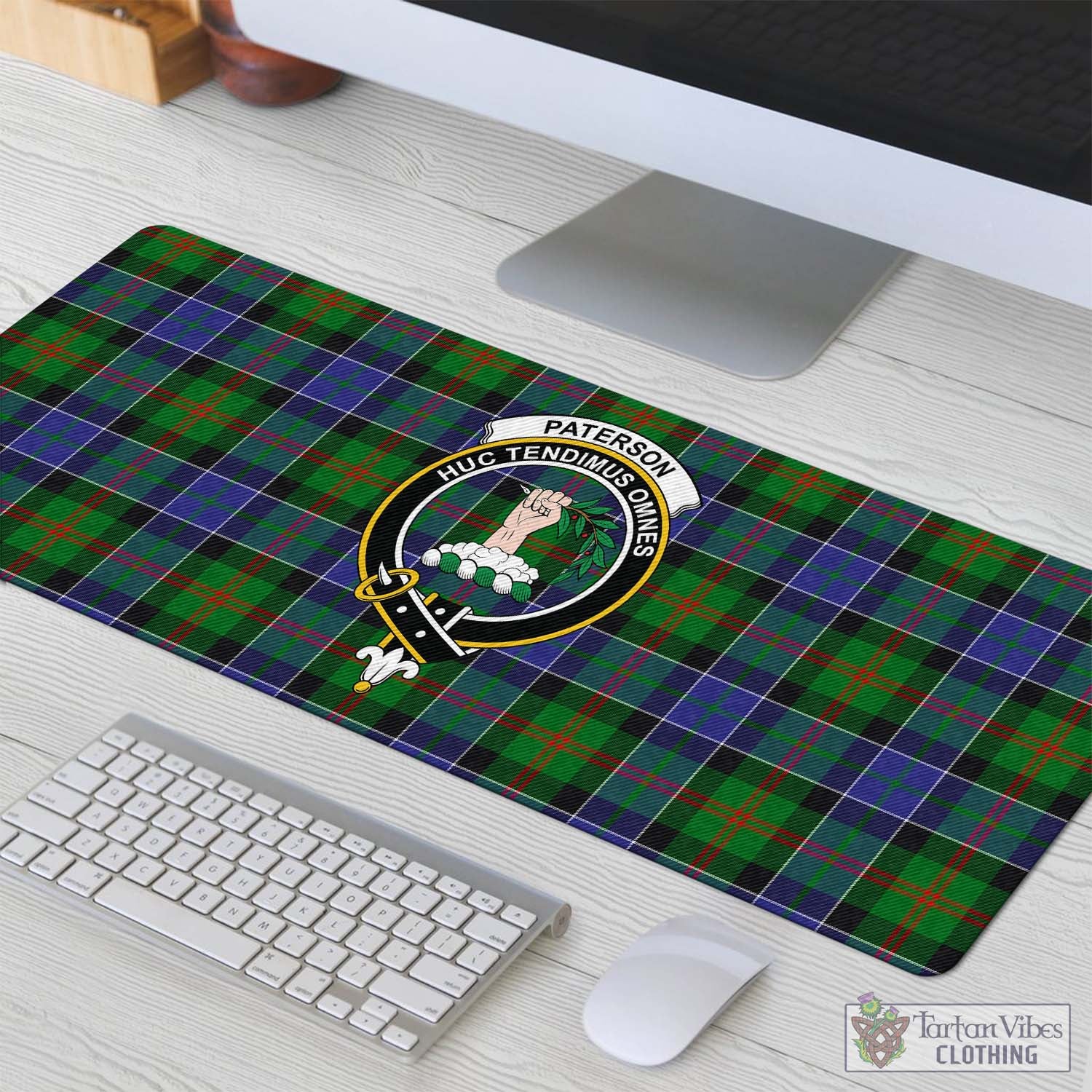 Tartan Vibes Clothing Paterson Tartan Mouse Pad with Family Crest