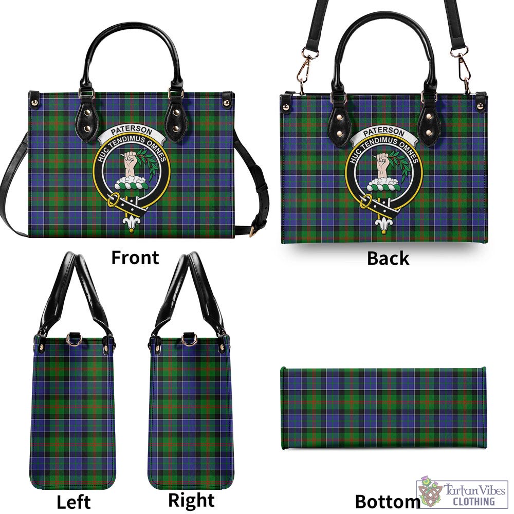 Tartan Vibes Clothing Paterson Tartan Luxury Leather Handbags with Family Crest