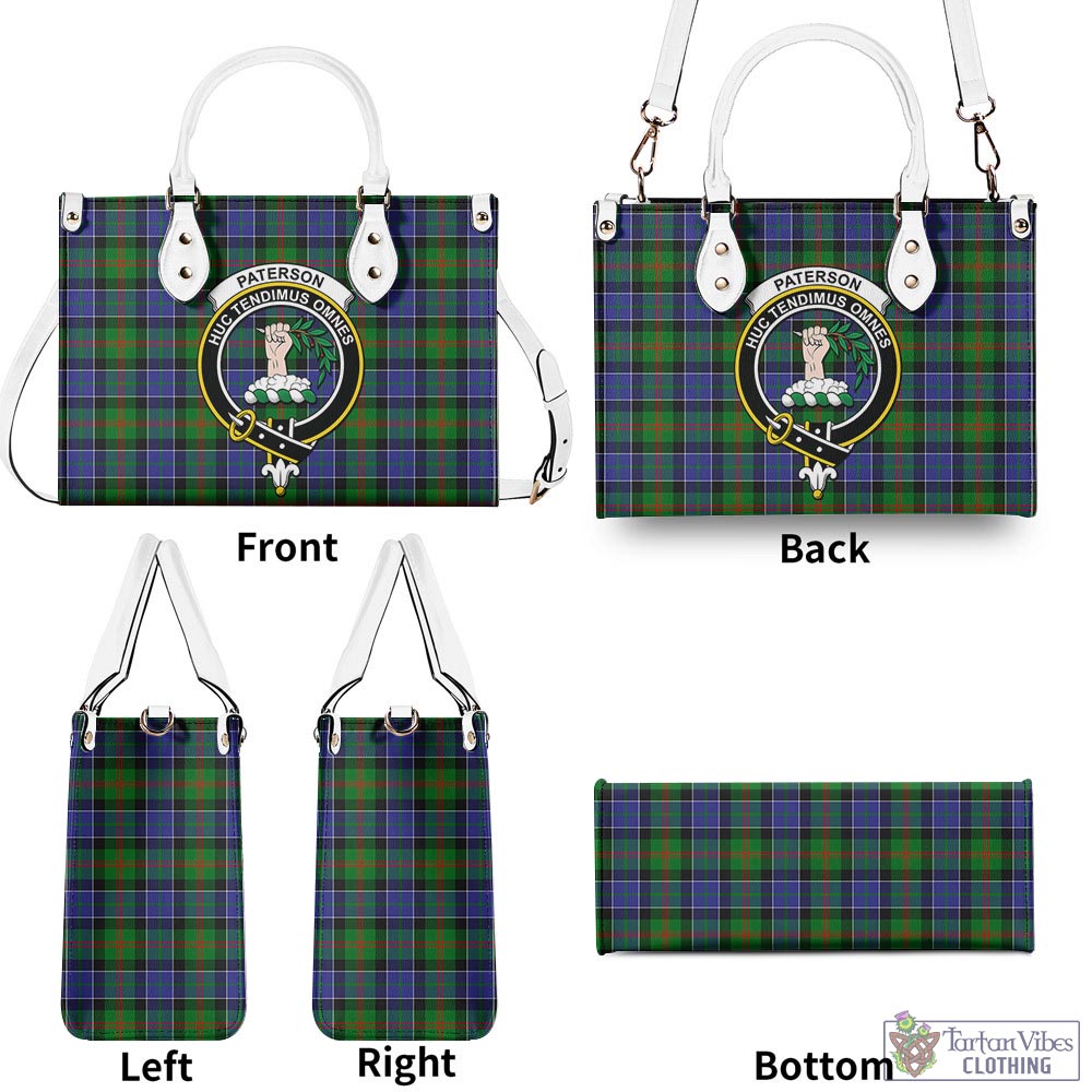 Tartan Vibes Clothing Paterson Tartan Luxury Leather Handbags with Family Crest