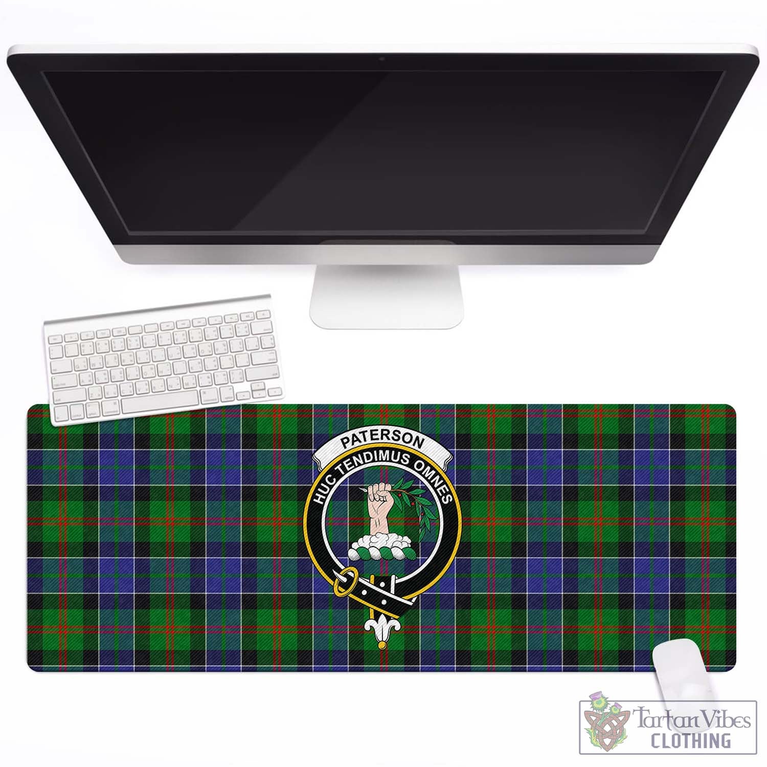 Tartan Vibes Clothing Paterson Tartan Mouse Pad with Family Crest