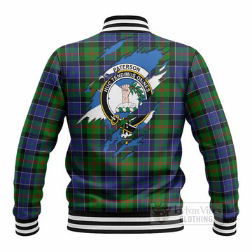Paterson Clan Crest In Me Tartan Baseball Jacket Scotland Flag Style