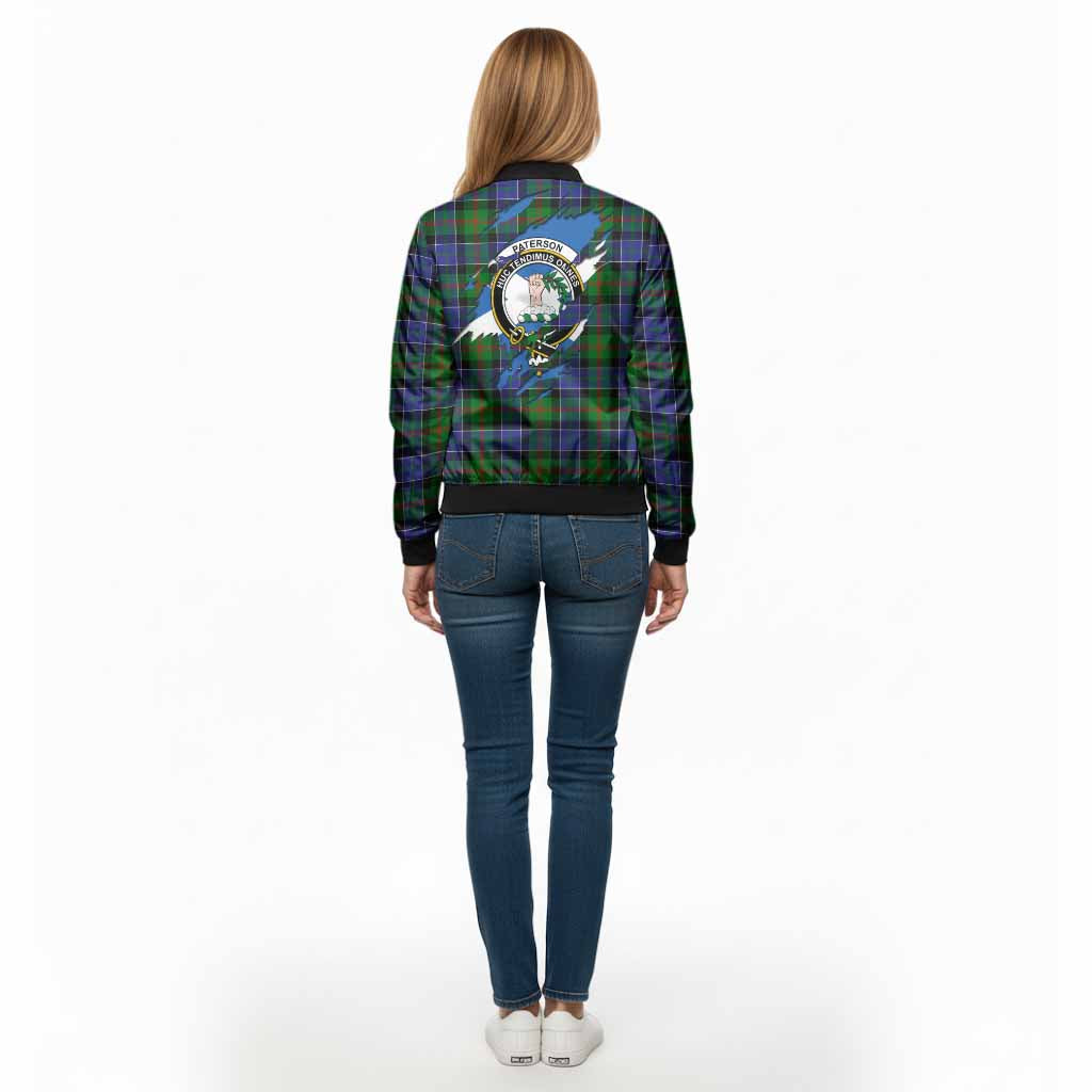 Paterson Clan Crest In Me Tartan Bomber Jacket Scotland Flag Style