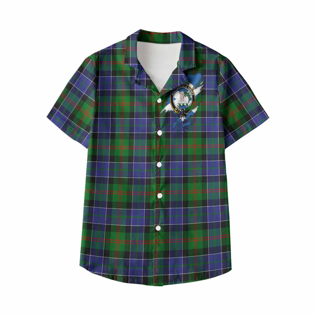 Paterson Clan Crest In Me Tartan Kid Hawaiian Shirt Scotland Flag Style