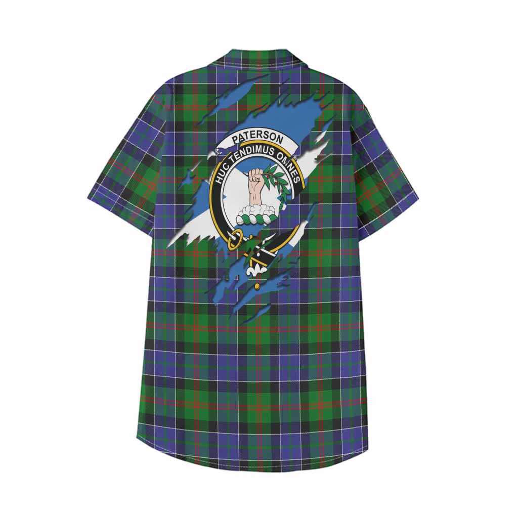 Paterson Clan Crest In Me Tartan Kid Hawaiian Shirt Scotland Flag Style