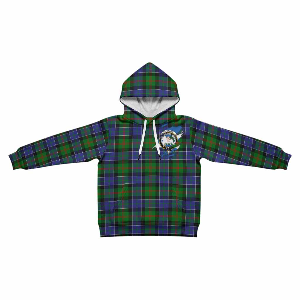 Paterson Clan Crest In Me Tartan Kid Hoodie Scotland Flag Style