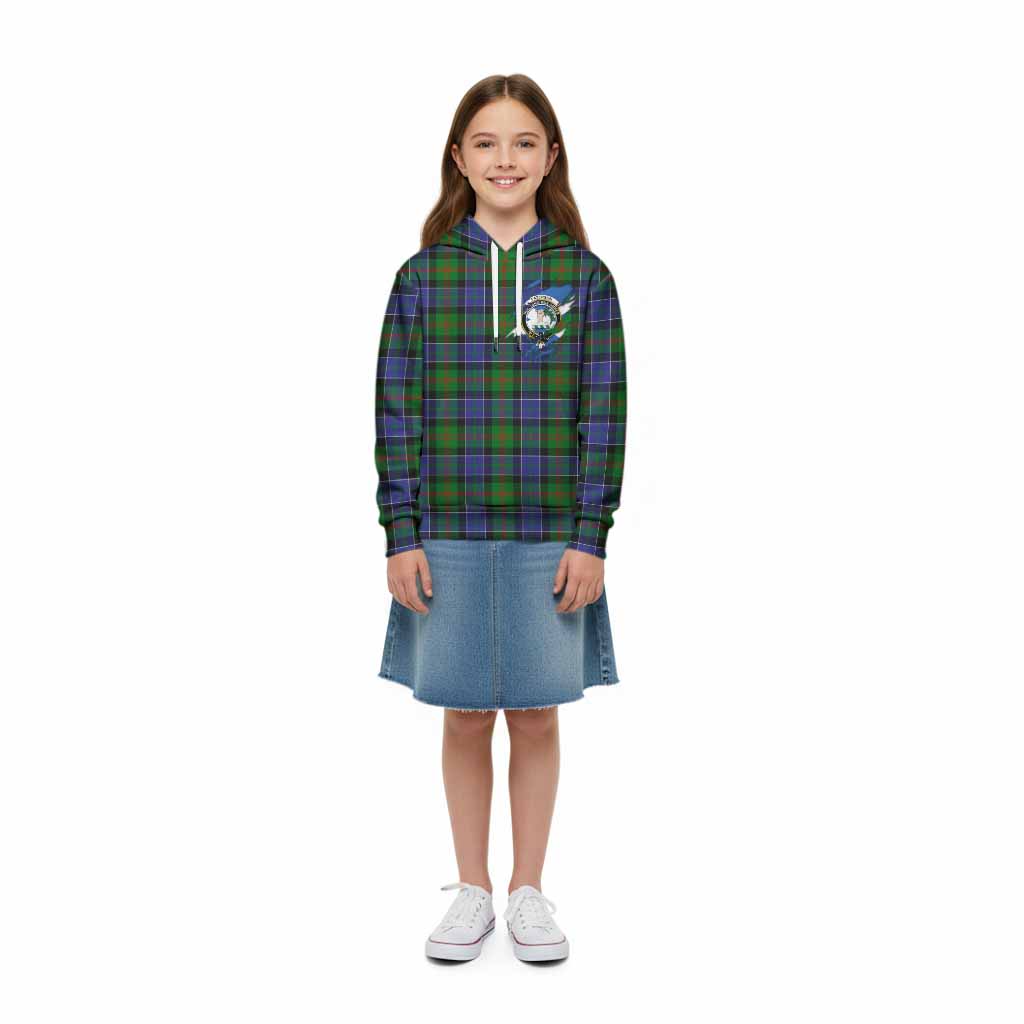 Paterson Clan Crest In Me Tartan Kid Hoodie Scotland Flag Style