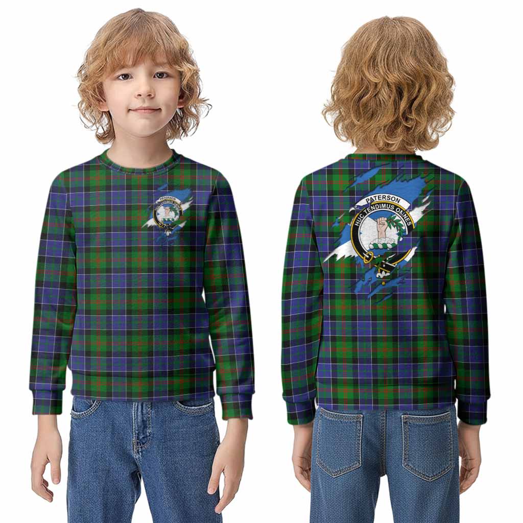 Paterson Clan Crest In Me Tartan Kid Knitted Sweatshirt Scotland Flag Style