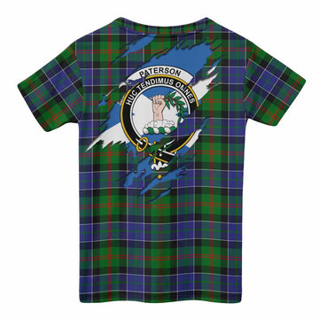 Paterson Clan Crest In Me Tartan Kid T-shirt Scotland Flag Style