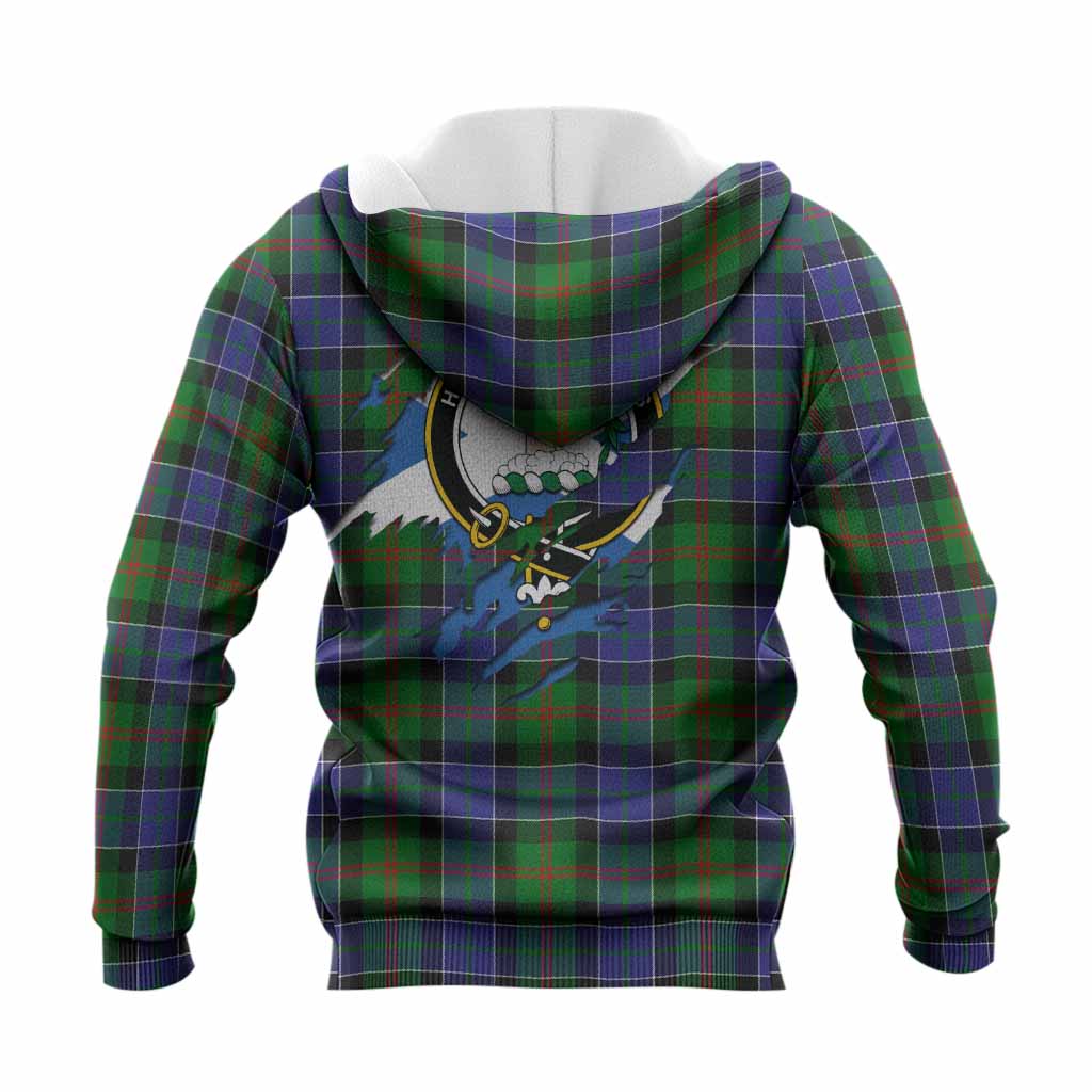 Paterson Clan Crest In Me Tartan Knitted Hoodie Scotland Flag Style