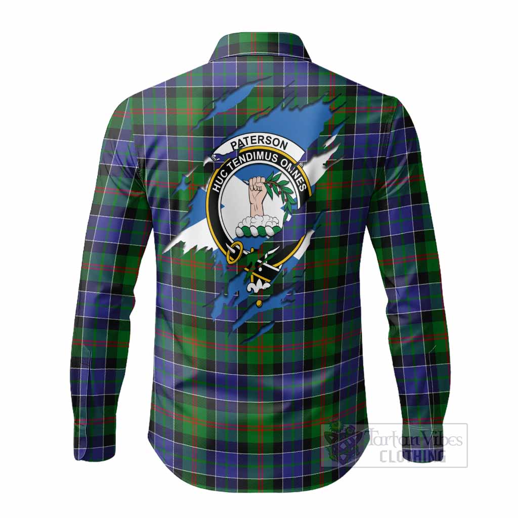 Paterson Clan Crest In Me Tartan Long Sleeve Button Shirts Scotland Flag Style