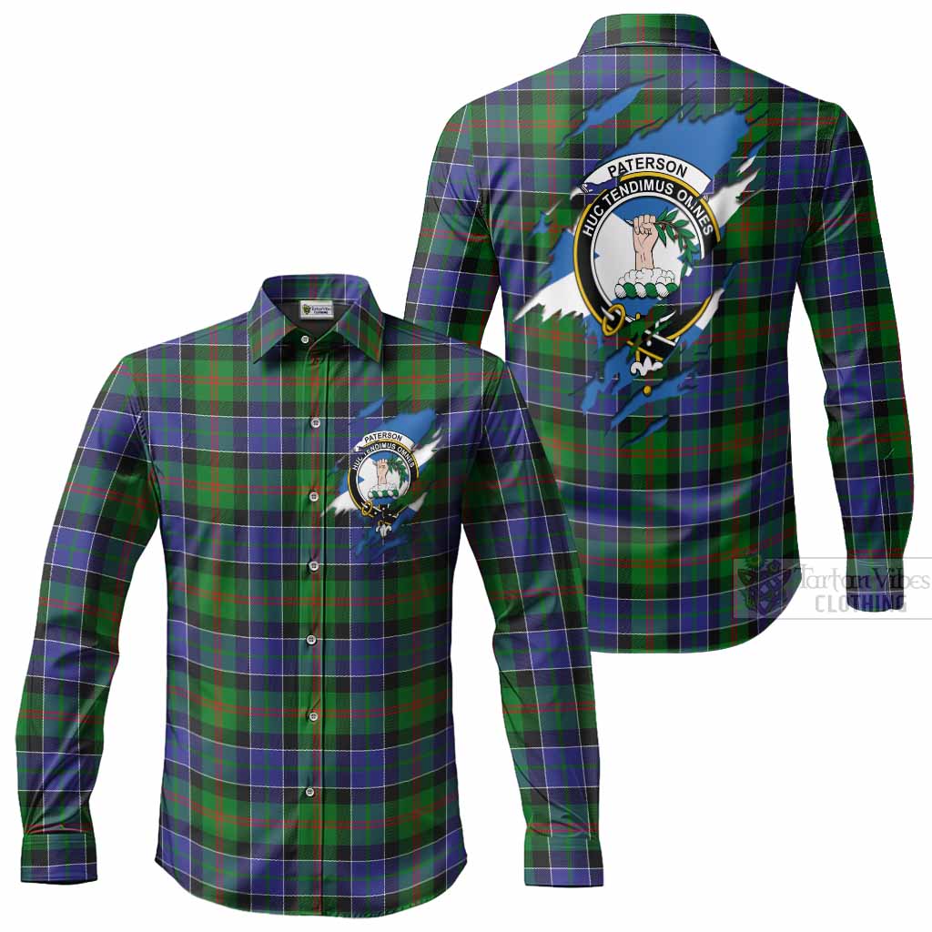 Paterson Clan Crest In Me Tartan Long Sleeve Button Shirts Scotland Flag Style
