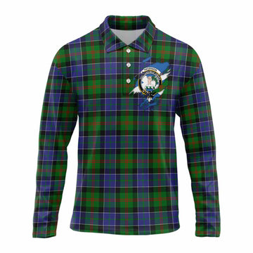 Paterson Clan Crest In Me Tartan Long Sleeve Polo Shirt Scotland Flag Style
