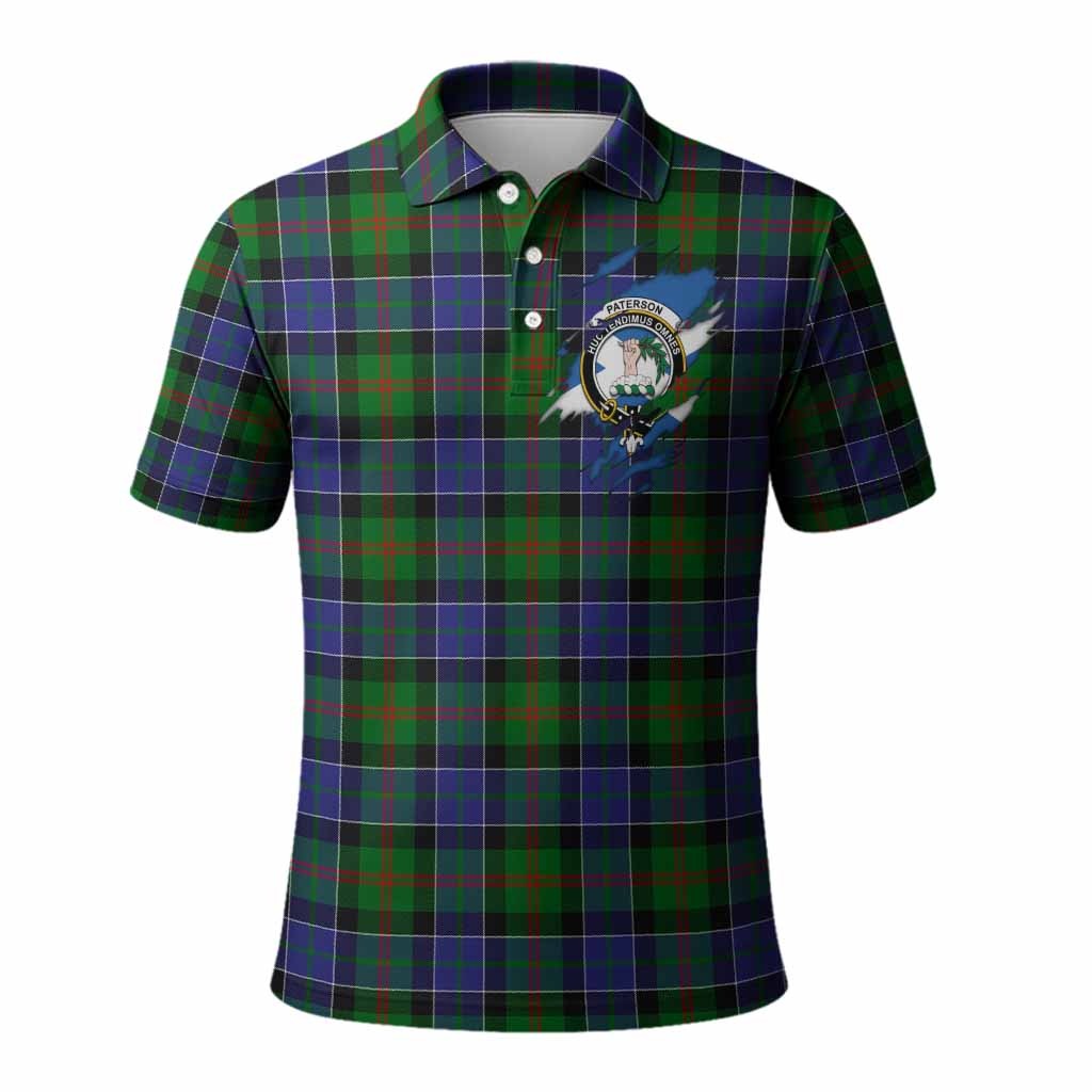 Paterson Clan Crest In Me Tartan Polo Shirt Scotland Flag Style