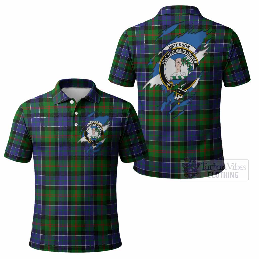 Paterson Clan Crest In Me Tartan Polo Shirt Scotland Flag Style