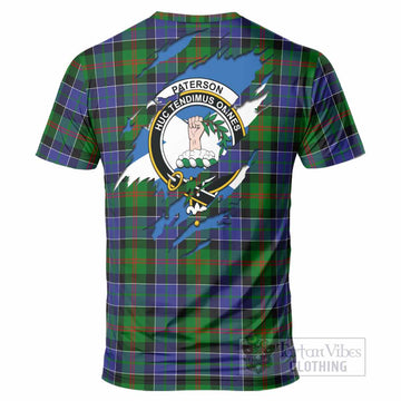 Paterson Clan Crest In Me Tartan T-Shirt Scotland Flag Style