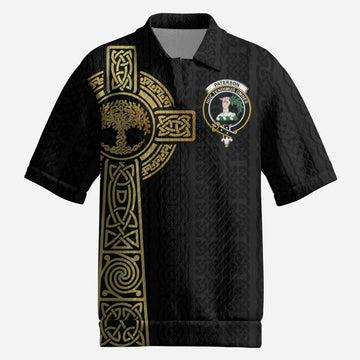 Paterson Clan Crest Men’s Polo Sweater Top with Celtic Tree of Life Inspired