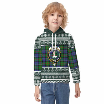 Paterson Clan Tartan Christmas Kid Hoodie with Family Crest