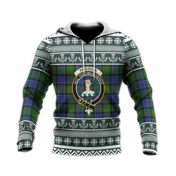 Paterson Clan Tartan Christmas Knitted Hoodie with Family Crest