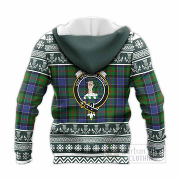 Paterson Clan Tartan Christmas Knitted Hoodie with Family Crest