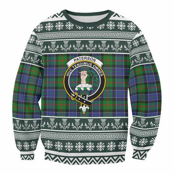 Paterson Clan Tartan Christmas Sweatshirt with Family Crest