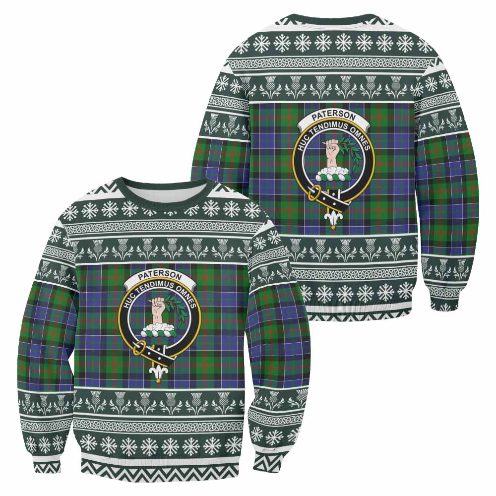 Paterson Clan Tartan Christmas Sweatshirt with Family Crest - Tartan Vibes Clothing
