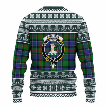 Paterson Clan Tartan Christmas Ugly Sweater with Family Crest