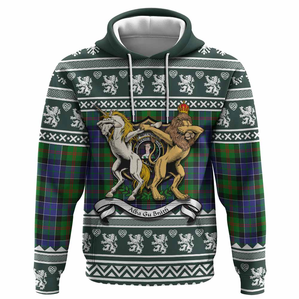 Paterson Clan Tartan Crest Christmas Hoodie Coat of Arms Funny Style - Tartan Vibes Clothing