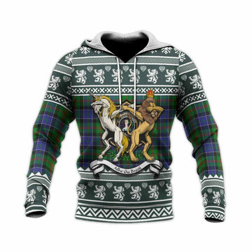 Paterson Clan Tartan Crest Christmas Knitted Hoodie Coat of Arms Funny Style