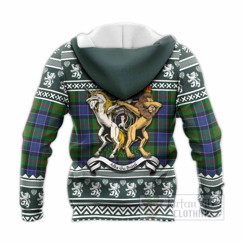 Paterson Clan Tartan Crest Christmas Knitted Hoodie Coat of Arms Funny Style - Tartan Vibes Clothing