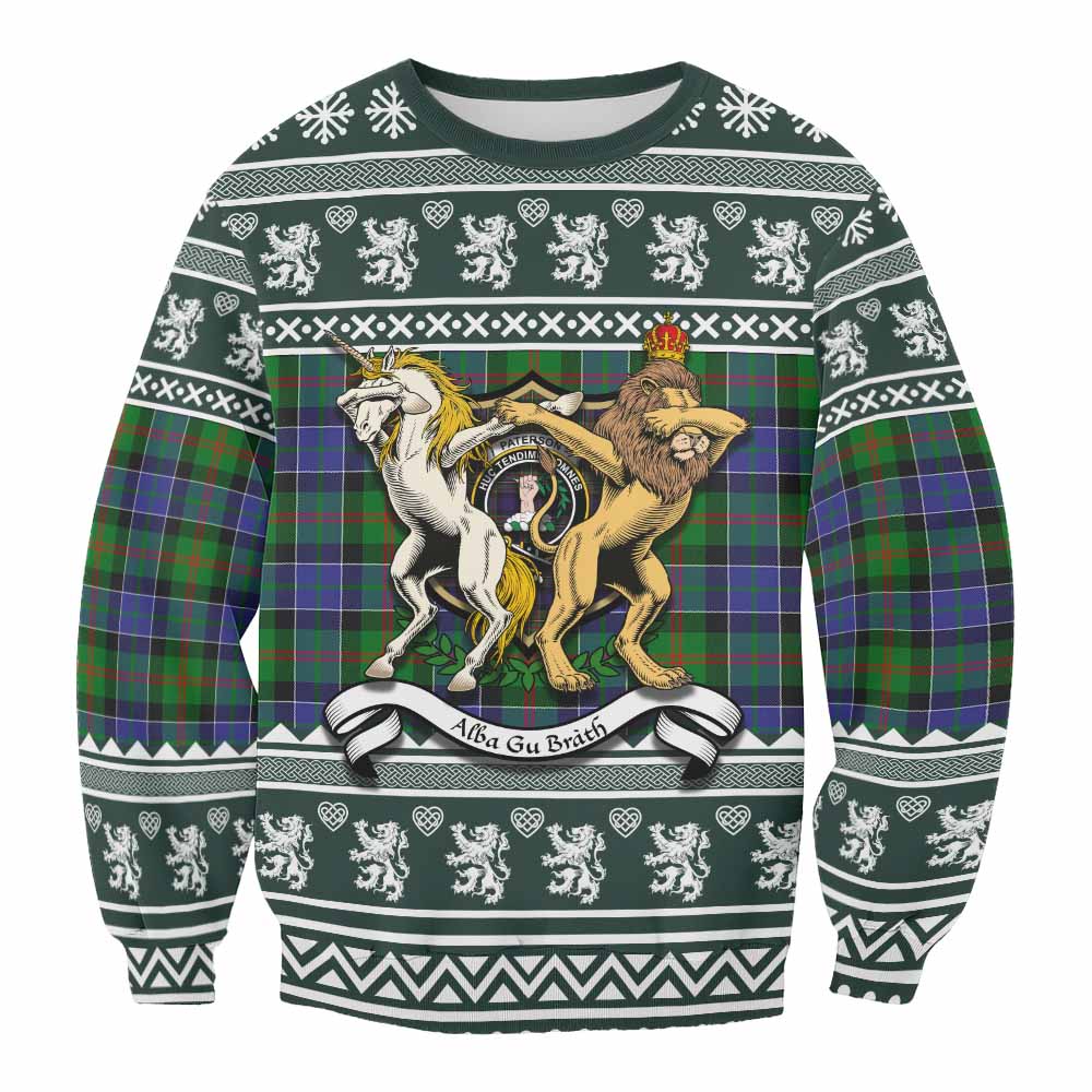 Paterson Clan Tartan Crest Christmas Sweatshirt Coat of Arms Funny Style - Tartan Vibes Clothing