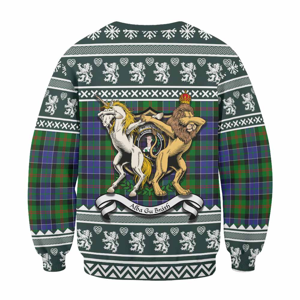 Paterson Clan Tartan Crest Christmas Sweatshirt Coat of Arms Funny Style - Tartan Vibes Clothing