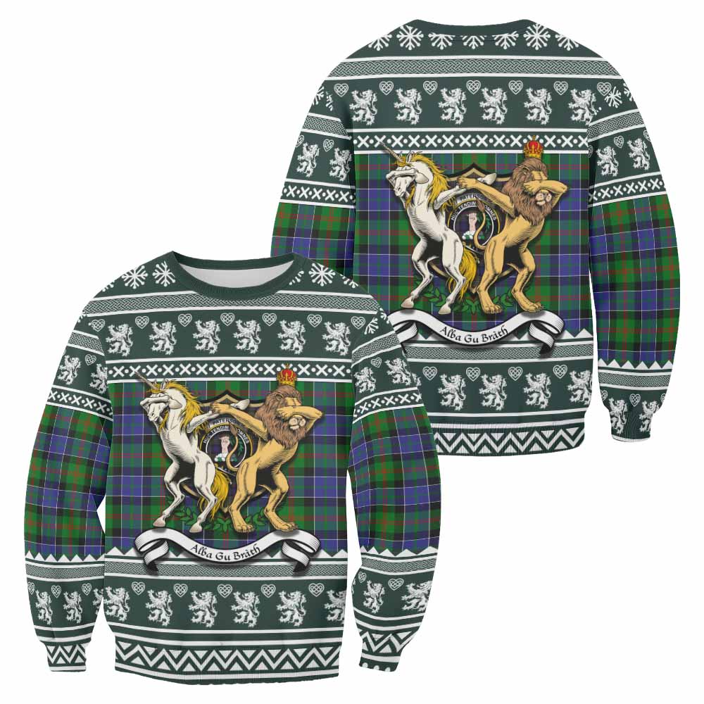 Paterson Clan Tartan Crest Christmas Sweatshirt Coat of Arms Funny Style - Tartan Vibes Clothing