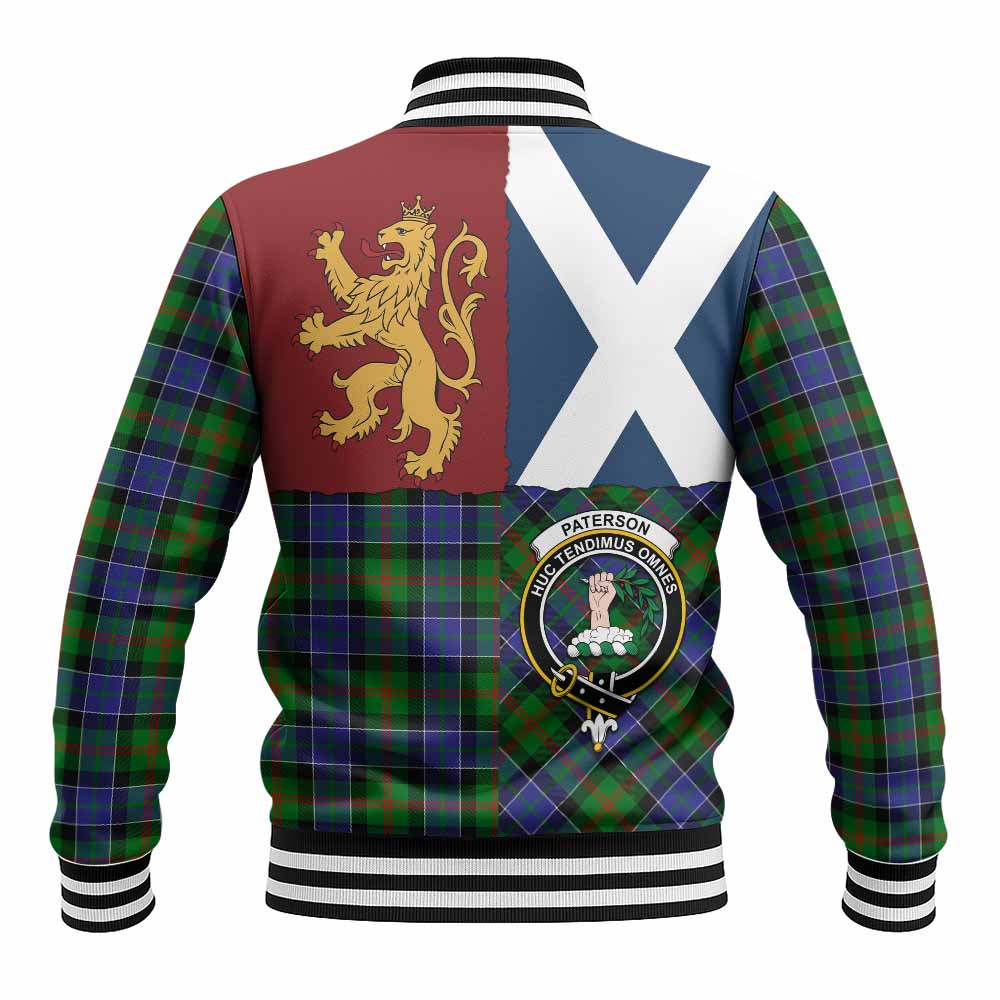 Paterson Crest Tartan Baseball Jacket with Lion Rampant Saltire Style