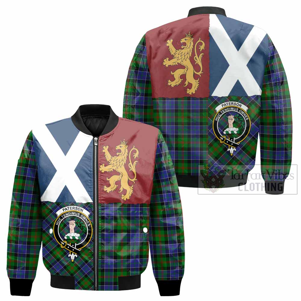 Paterson Crest Tartan Bomber Jacket with Lion Rampant Saltire Style