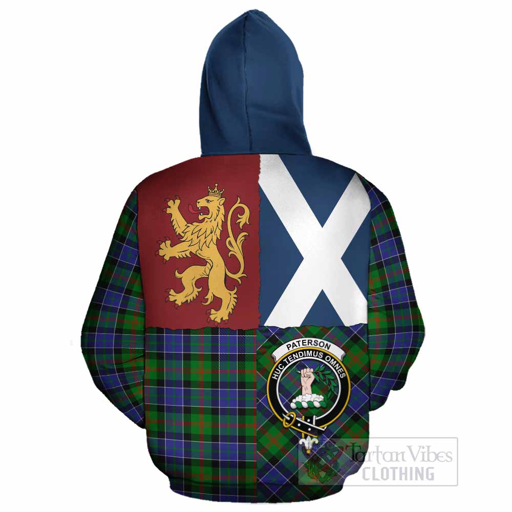 Paterson Crest Tartan Cotton Hoodie with Lion Rampant Saltire Style - Tartan Vibes Clothing