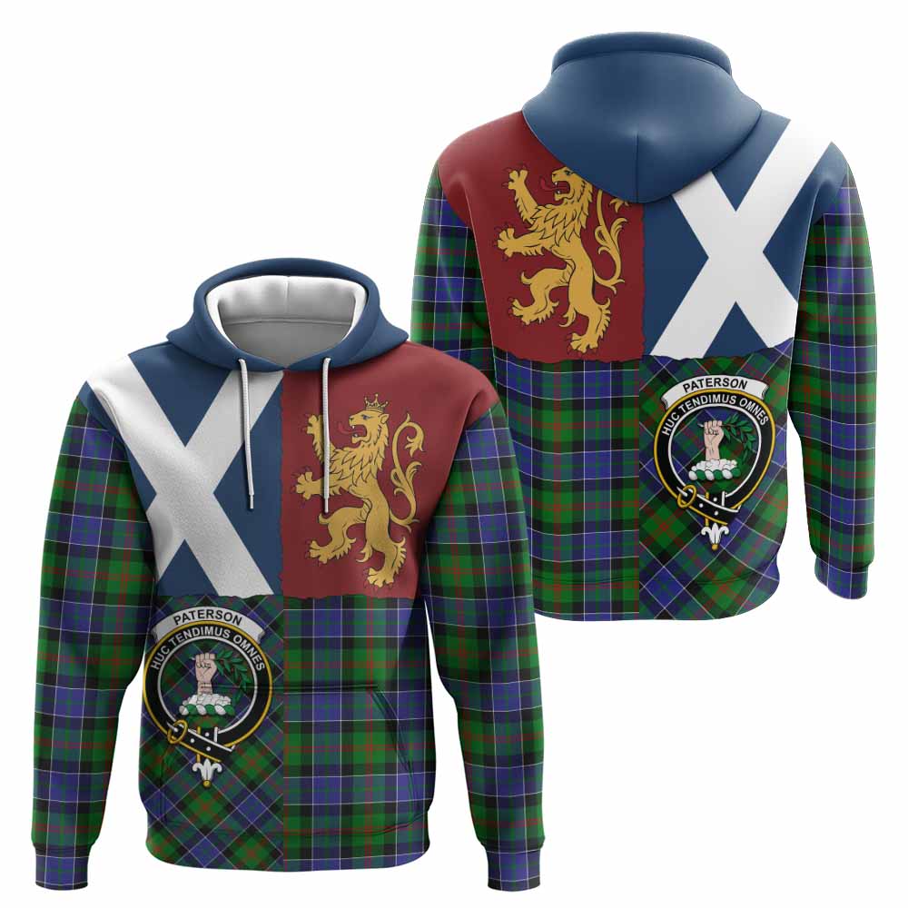 Paterson Crest Tartan Hoodie with Lion Rampant Saltire Style