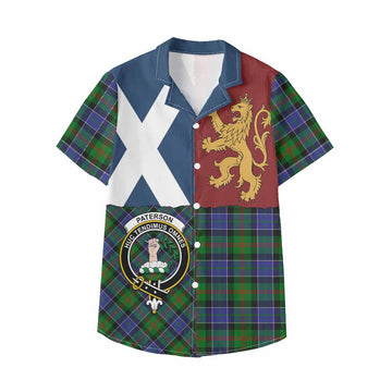Paterson Crest Tartan Kid Hawaiian Shirt with Lion Rampant Saltire Style